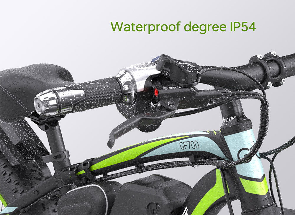 GOGOBEST GF700 26*4,0 palce s tlustými pneumatikami Elektrické horské kolo 48V 18,2Ah Baterie 2*500W Duální motor Maximální rychlost 50km/h 70km Dojezd s posilovačem Maximální zatížení 200KG IP54 Vodotěsné Hydraulické kotoučové brzdy Horské kolo Rám z hliníkové slitiny 6061 - Černozelené