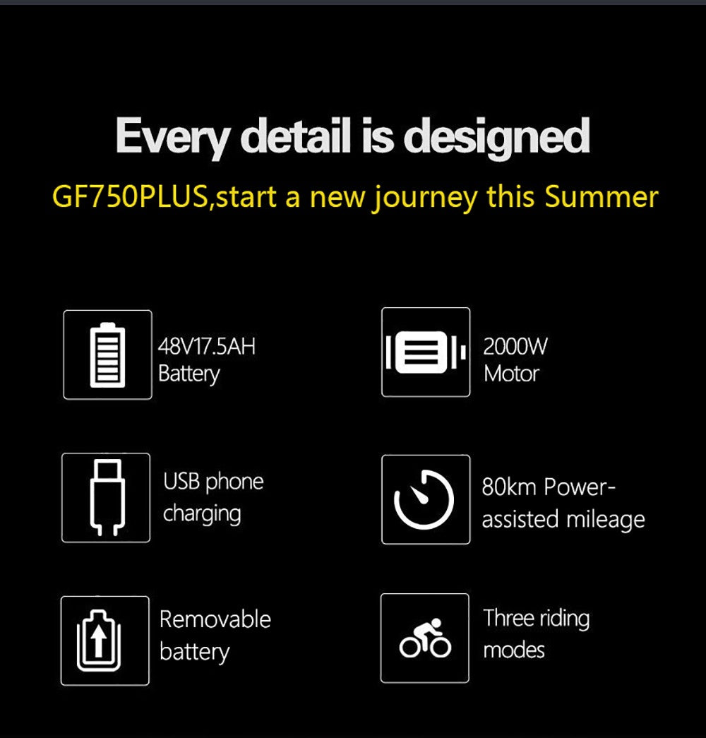 Elektrické kolo GOGOBEST GF750 Plus, motor 1000 W * 2, maximální rychlost 45-50 km/h, baterie 48 V 17,5 Ah, přední a zadní hydraulické brzdy - zelené