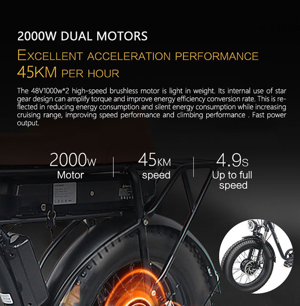 Elektrické kolo GOGOBEST GF750 Plus, motor 1000 W * 2, maximální rychlost 45-50 km/h, baterie 48 V 17,5 Ah, přední a zadní hydraulické brzdy - zelené