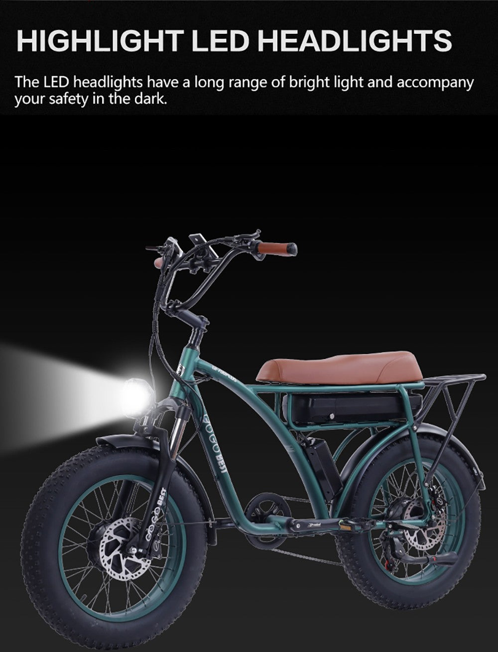 Elektrické kolo GOGOBEST GF750 Plus, motor 1000 W * 2, maximální rychlost 45-50 km/h, baterie 48 V 17,5 Ah, přední a zadní hydraulické brzdy - zelené