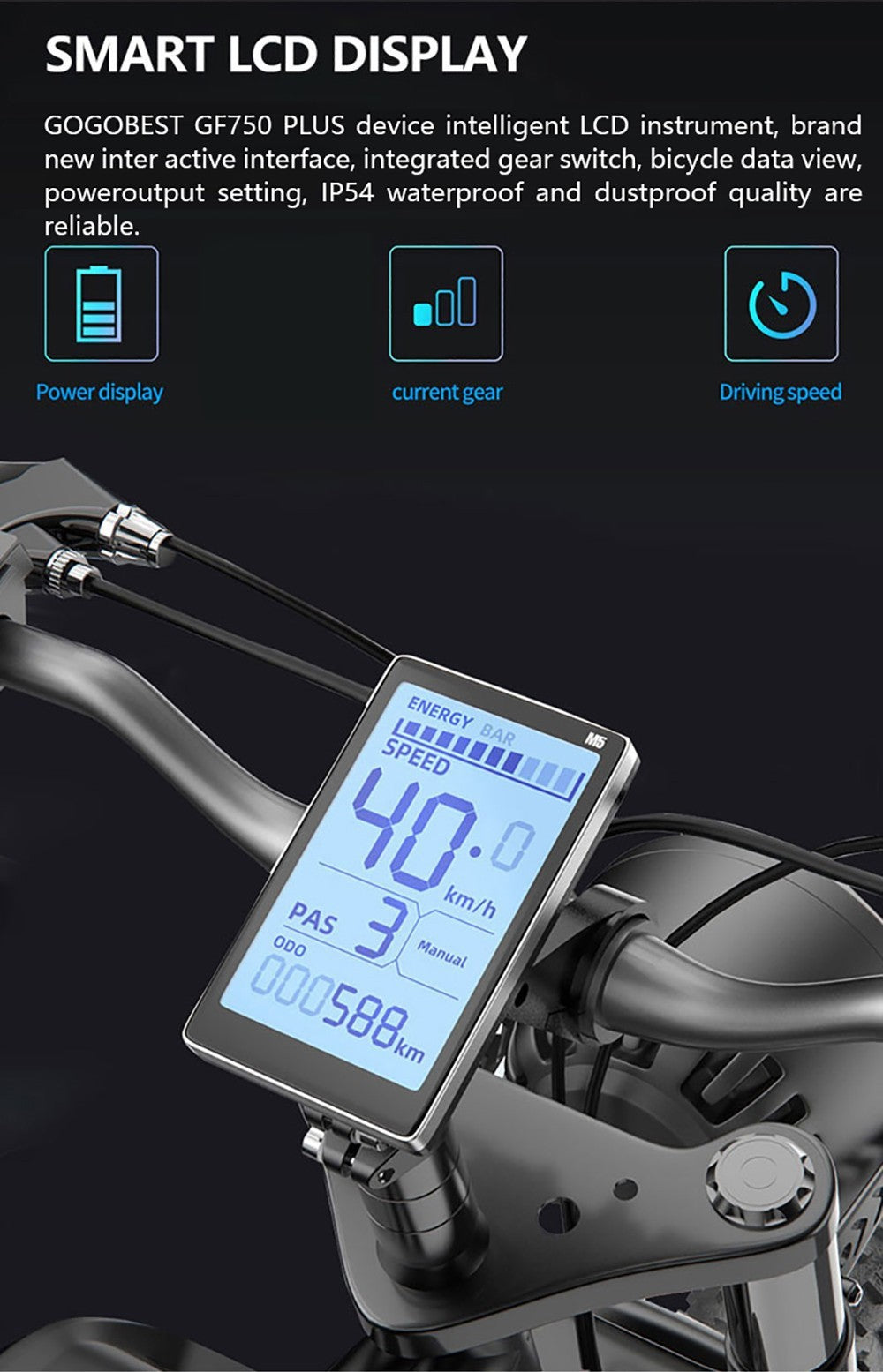 Elektrické kolo GOGOBEST GF750 Plus, motor 1000 W * 2, maximální rychlost 45-50 km/h, baterie 48 V 17,5 Ah, přední a zadní hydraulické brzdy - zelené