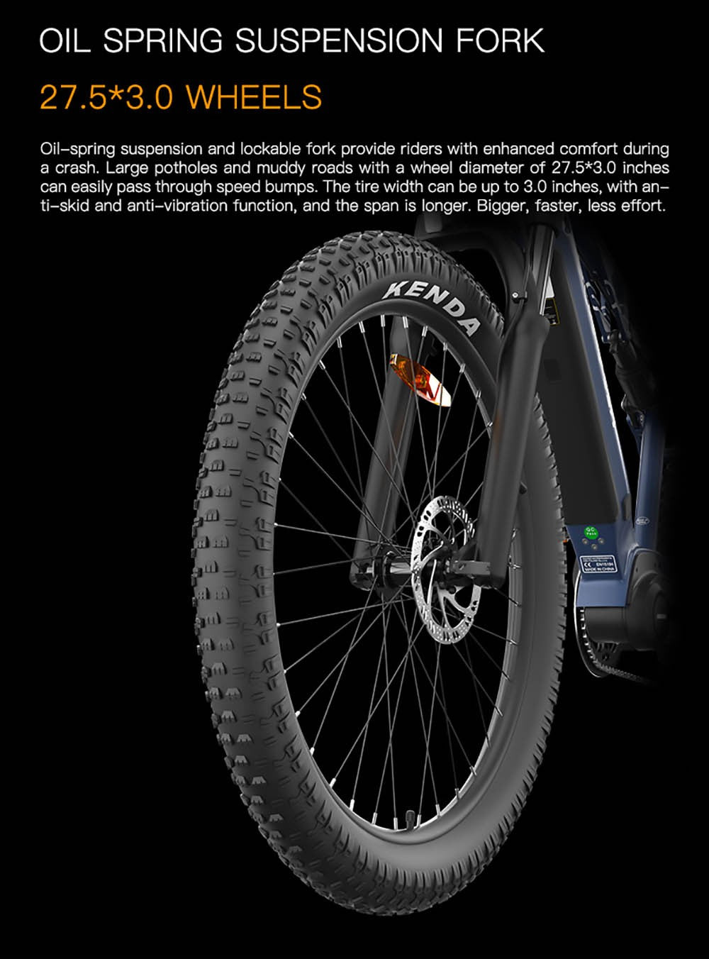 Elektrické kolo GOGOBEST GM27 27,5*3,0 palce, tlusté pneumatiky, 48V 350W, střední motor, maximální rychlost 25 km/h, baterie 10 Ah, maximální dojezd 50 km, dvojitá hydraulická kotoučová brzda - modrá