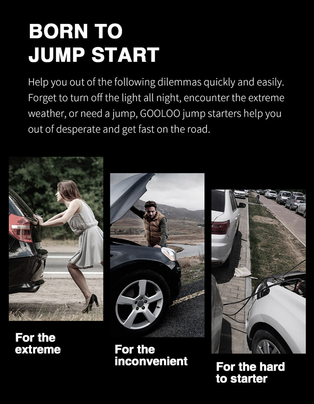 Startovací baterie GOOLOO GP4000 PRO, powerbanka 26800mAh, špičkové napětí 4000A, výstup 15V 10A DC, 1W bílá LED, 10l nafta