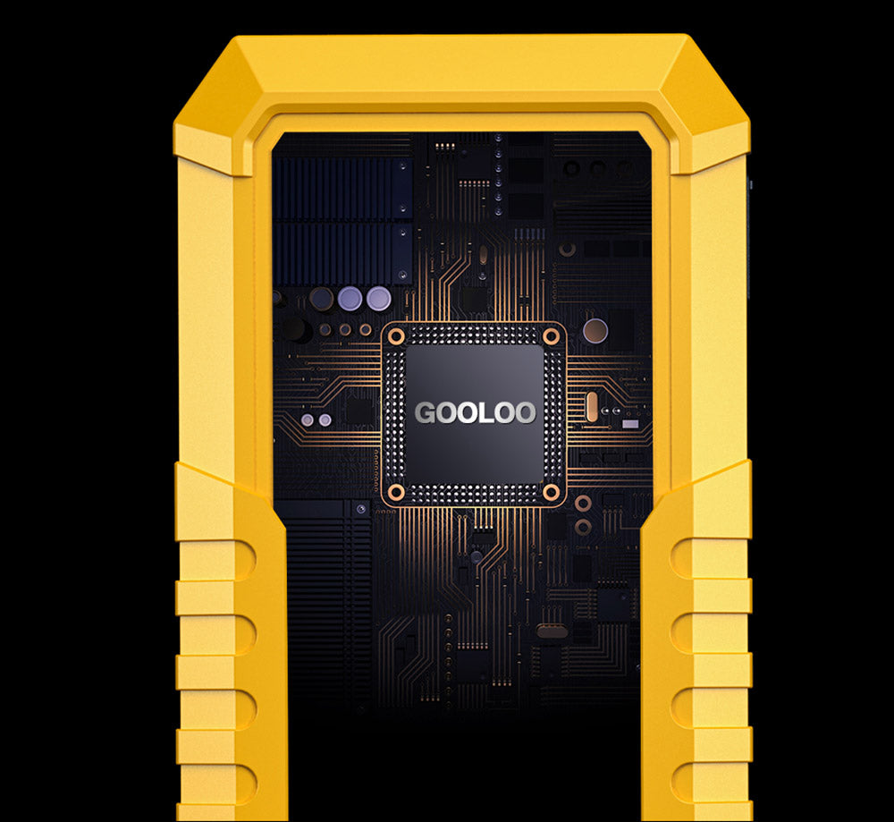 Startovací baterie GOOLOO GP4000 PRO, powerbanka 26800mAh, špičkové napětí 4000A, výstup 15V 10A DC, 1W bílá LED, 10l nafta