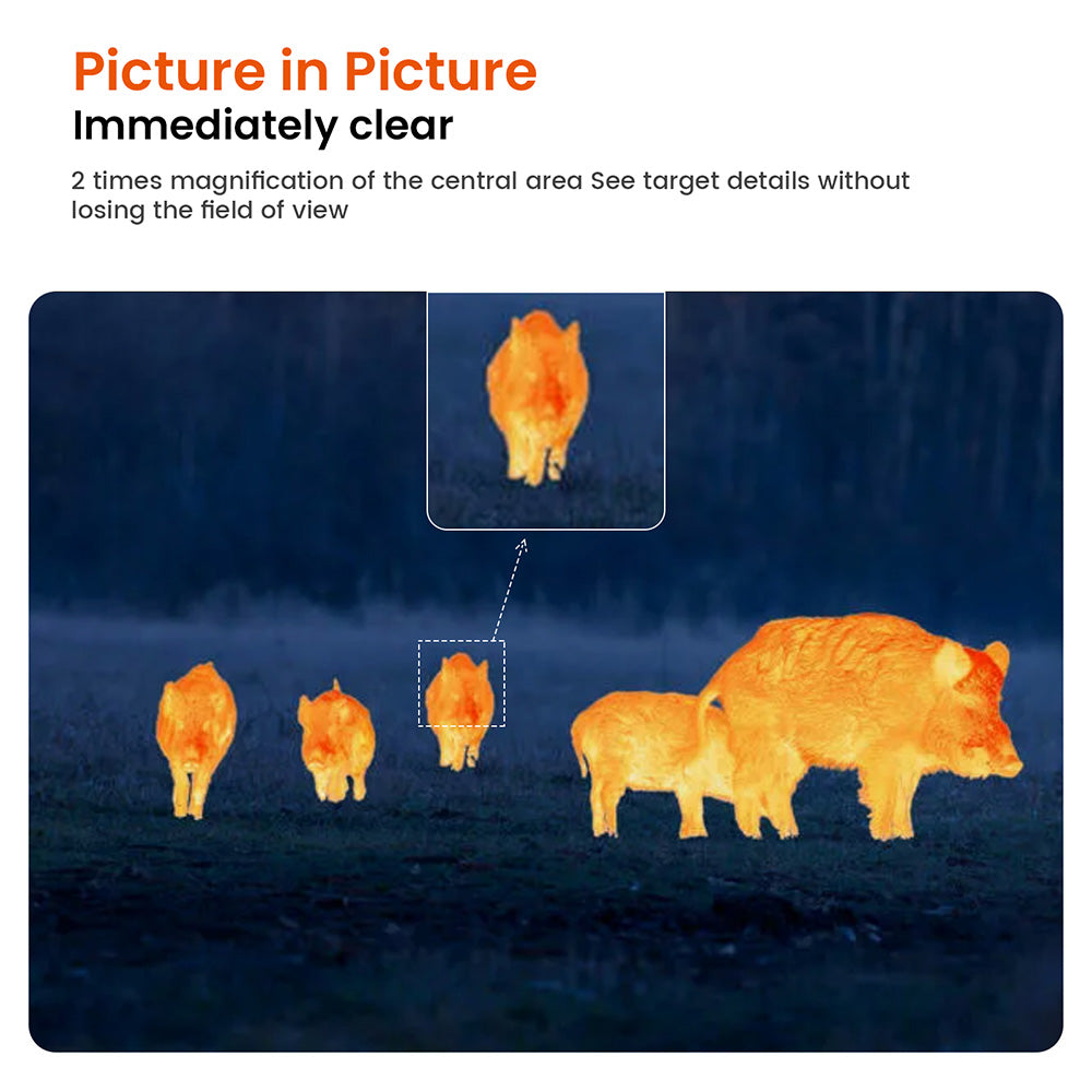 Termokamera s nočním viděním GTGUARD AI15, obnovovací frekvence obrazovky 60 Hz, digitální zoom 1–8x, rozlišení 384*288, vodotěsnost IP66, vestavěná paměť 32 GB, 5 režimů obrazu, baterie 4000 mAh