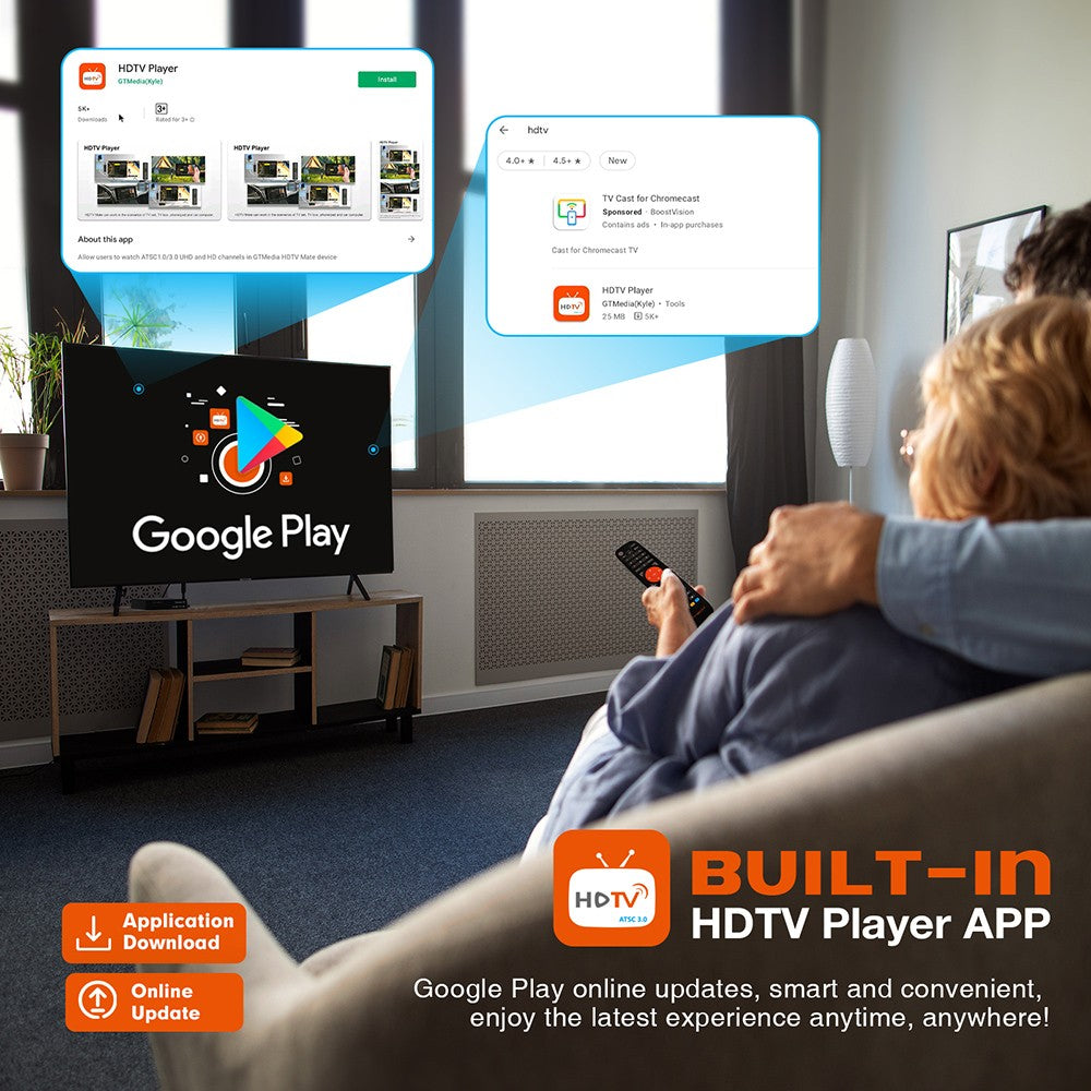 GTMEDIA HDTV Converter X1 TV Box, Android 11, ATSC 3.0 DRM, DVR nahrávání, 4K HDR, vestavěný Miracast, 2GB RAM 32GB ROM, Bluetooth 5.0, 2.4G/5G WiFi - americká zástrčka