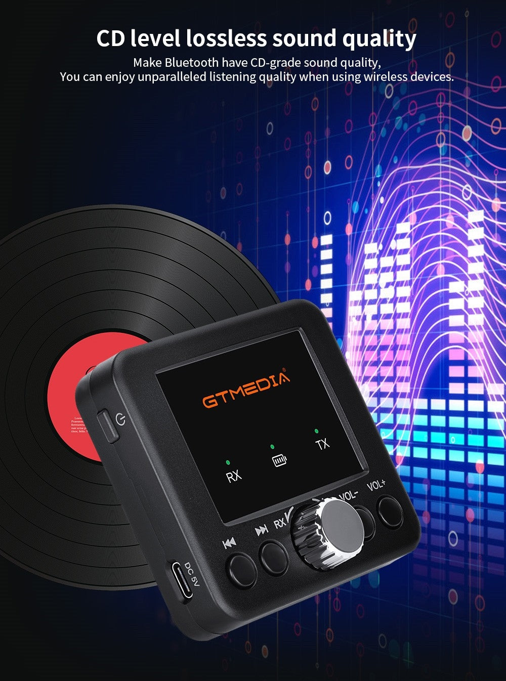GTMEDIA RT05 Bluetooth 5.2 audio adaptér audio přijímač vysílač