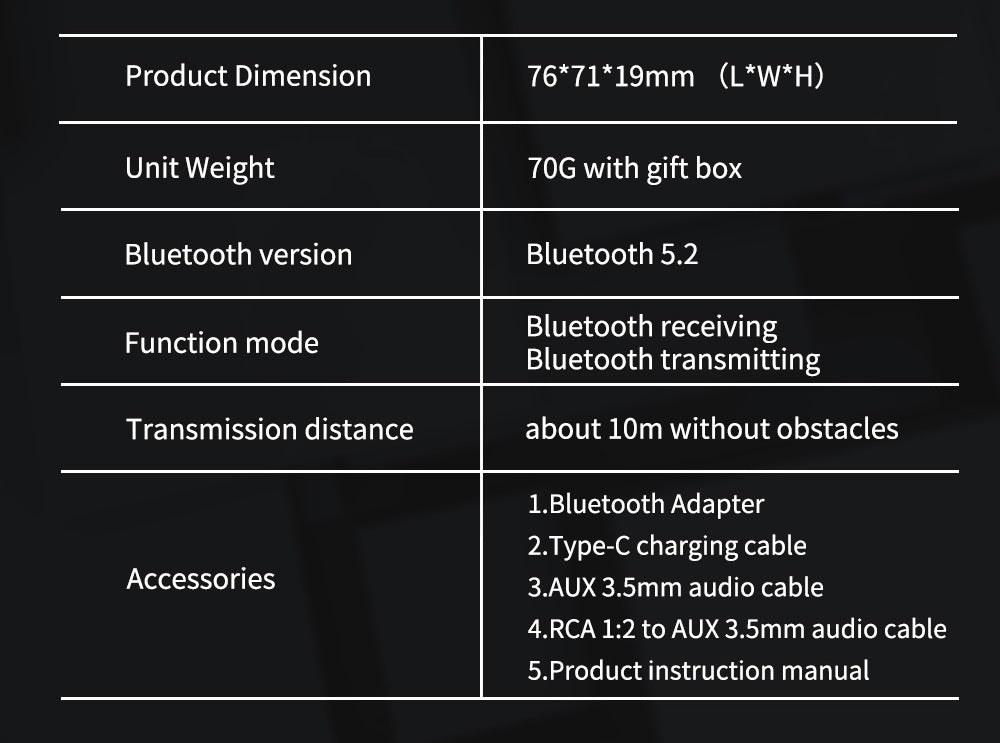 GTMEDIA RT05 Bluetooth 5.2 audio adaptér audio přijímač vysílač
