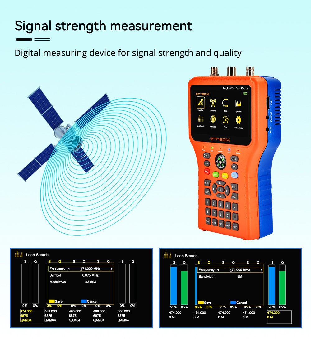 GTMEDIA V8 Finder PRO 2 Satelitní vyhledávač ATSC-C digitální detektor satelitního signálu - oranžový, zástrčka EU