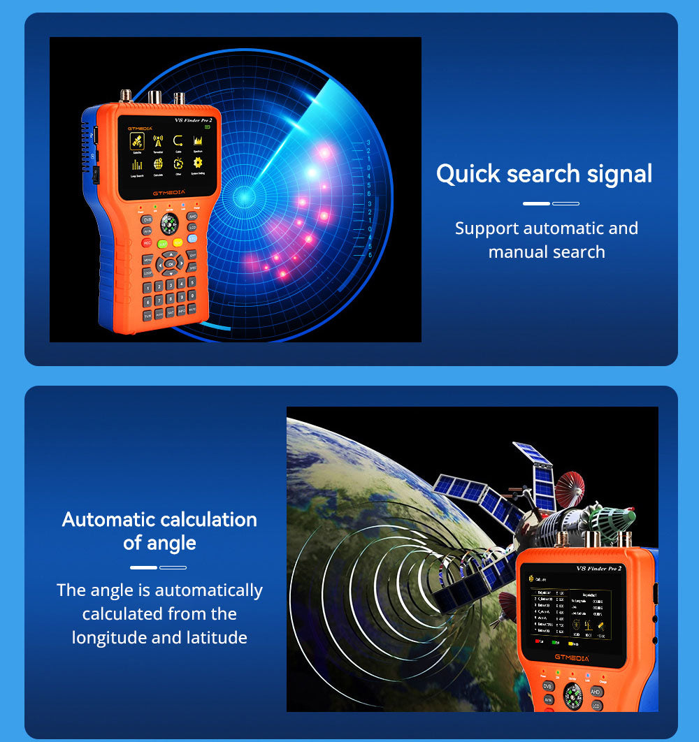 GTMEDIA V8 Finder PRO 2 Satelitní vyhledávač ATSC-C digitální detektor satelitního signálu - oranžový, zástrčka EU