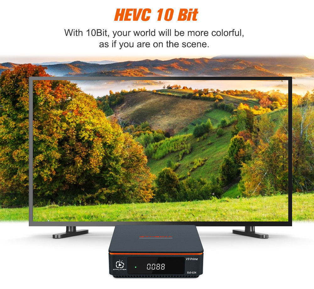 Satelitní přijímač GTMEDIA V9 Prime, DVB-S/S2/S2X, HEVC 10Bit, vestavěná 2.4G WiFi, podpora CA karet, automatické rolování Biss - zástrčka EU