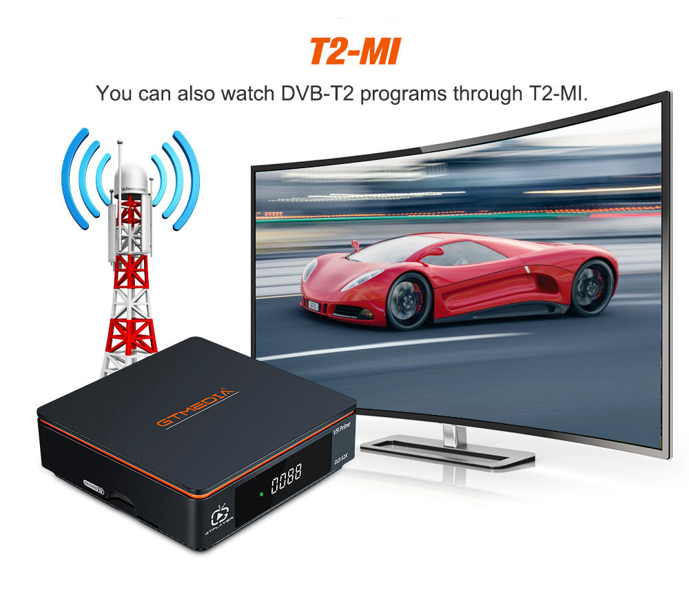 Satelitní přijímač GTMEDIA V9 Prime, DVB-S/S2/S2X, HEVC 10Bit, vestavěná 2.4G WiFi, podpora CA karet, automatické rolování Biss - zástrčka EU