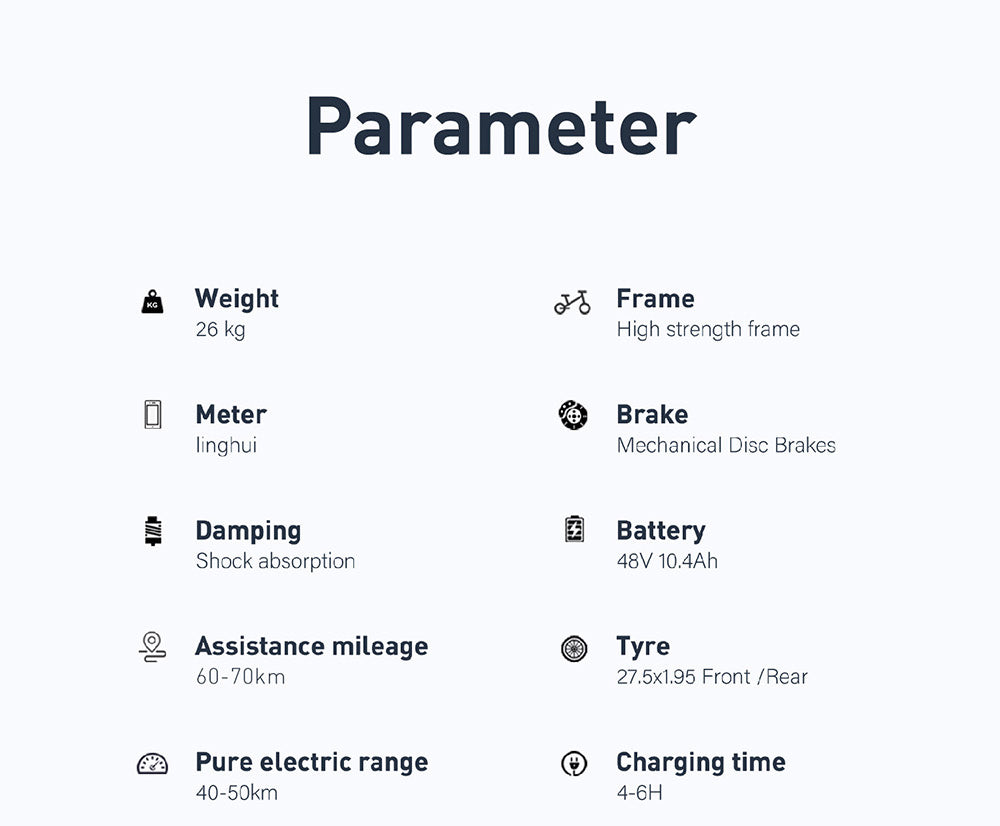 Elektrokolo GUNAI GN27, motor 750 W, baterie 48 V 10,4 Ah, senzor točivého momentu, pneumatiky 27,5 palce, maximální rychlost 35 km/h, maximální dojezd 70 km, řazení Shimano 7 rychlostí, kotoučová brzda