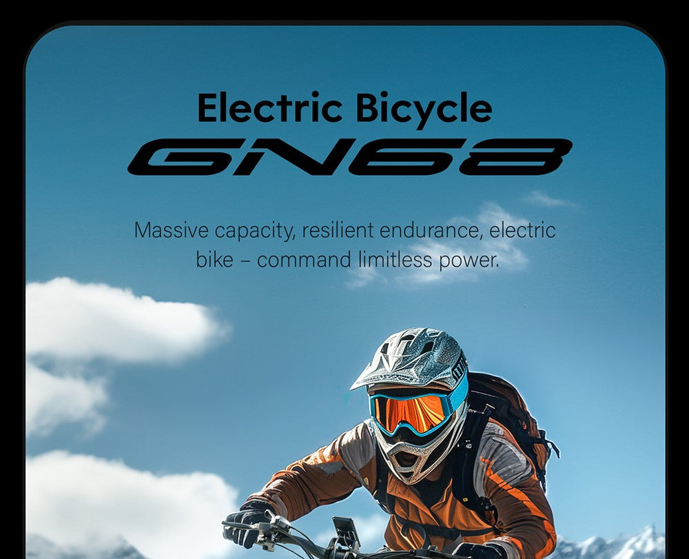 Elektrokolo GUNAI GN68, motor 2*1000, baterie 48 V 17,5 Ah, tlusté pneumatiky 26*3,0 palce, maximální rychlost 50 km/h, maximální dojezd 60 mil, řazení Shimano 7 rychlostí, mechanická kotoučová brzda