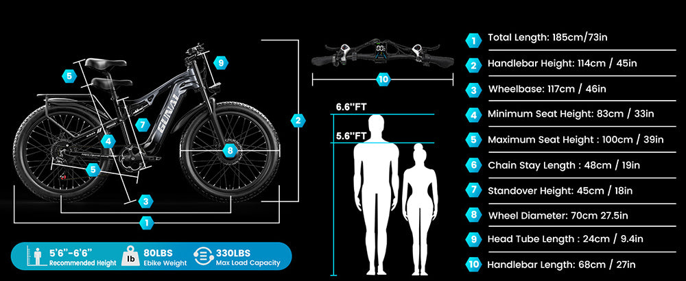 Elektrokolo GUNAI GN68, motor 2*1000, baterie 48 V 17,5 Ah, tlusté pneumatiky 26*3,0 palce, maximální rychlost 50 km/h, maximální dojezd 60 mil, řazení Shimano 7 rychlostí, mechanická kotoučová brzda