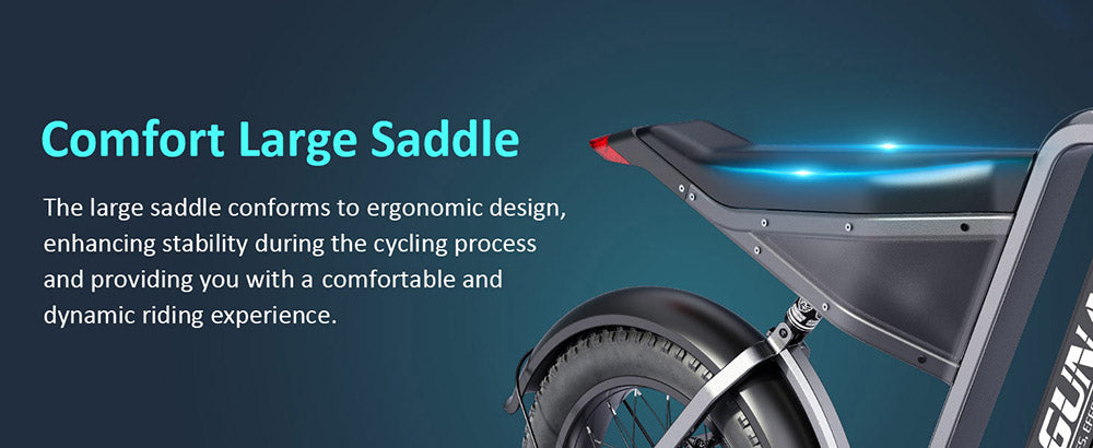 Elektrokolo GUNAI-Y, motor 1000 W, baterie 48 V 18 Ah, tlusté pneumatiky 20 x 4,0 palce, maximální rychlost 60 km/h, dojezd 100 km, hydraulické kotoučové brzdy, odpružení vpředu a vzadu, řazení Shimano 7 rychlostí