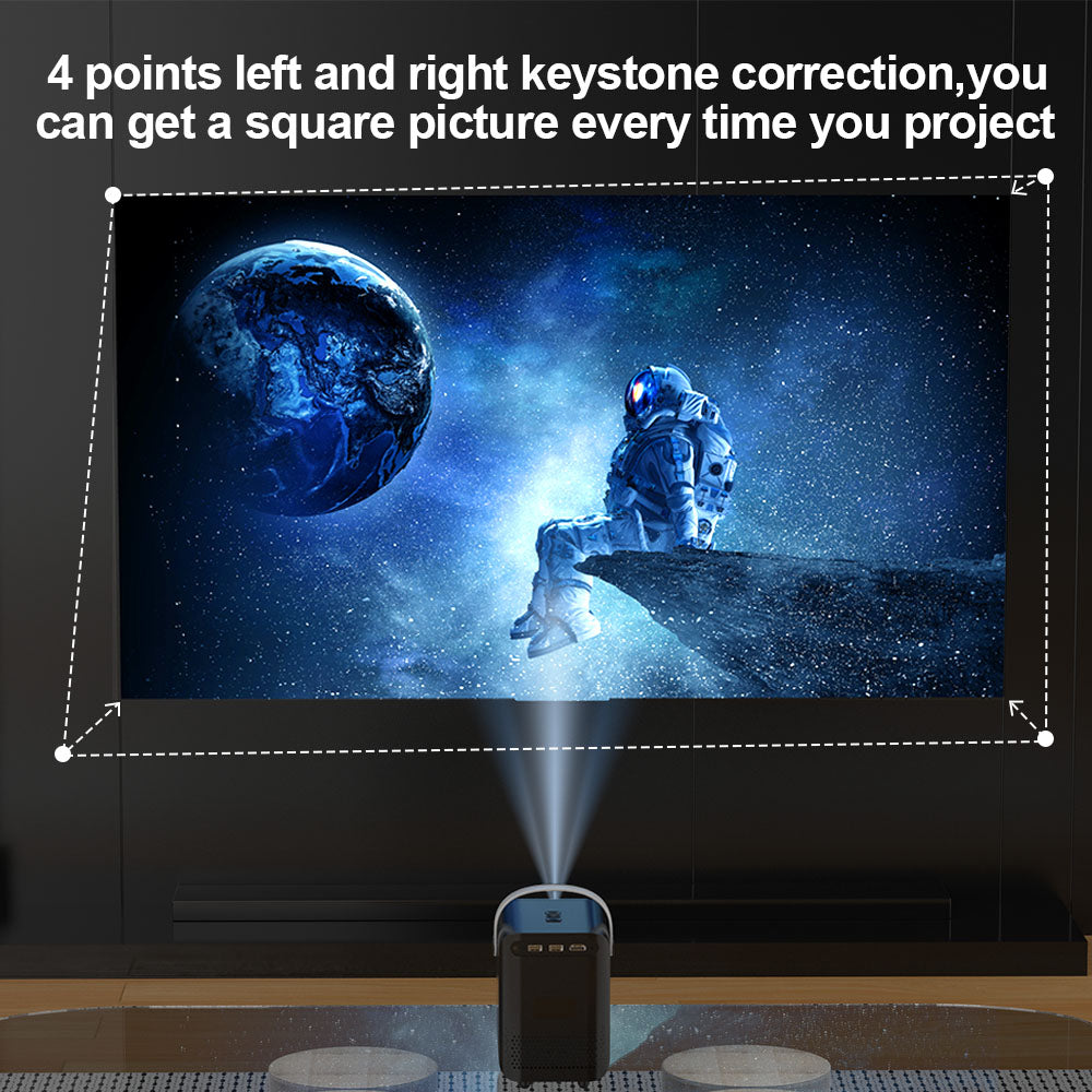LCD projektor GXMO P10, 300ANSI 1280*720P, 2.4/5G WiFi, Android 10, motorizované poloautomatické ostření, korekce lichoběžníkového zkreslení - zástrčka EU