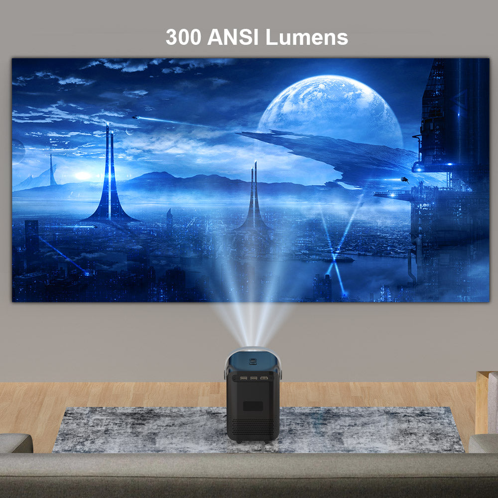 LCD projektor GXMO P10, 300ANSI 1280*720P, 2.4/5G WiFi, Android 10, motorizované poloautomatické ostření, korekce lichoběžníkového zkreslení - zástrčka EU