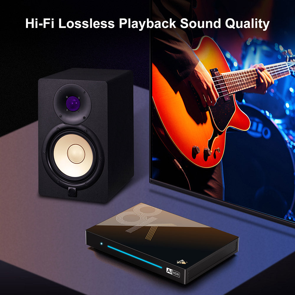 TV přijímač H96 Max M9S s Androidem 14, 8 GB RAM, 128 GB ROM, RK3576 8 jader, dekódování 8K AV1, WiFi 6, Bluetooth 5.4, 1*USB 3.0, 1*USB 2.0, 1*HDMI 2.1, 1*1000M Ethernet, 1*SPDIF, 1*Audio