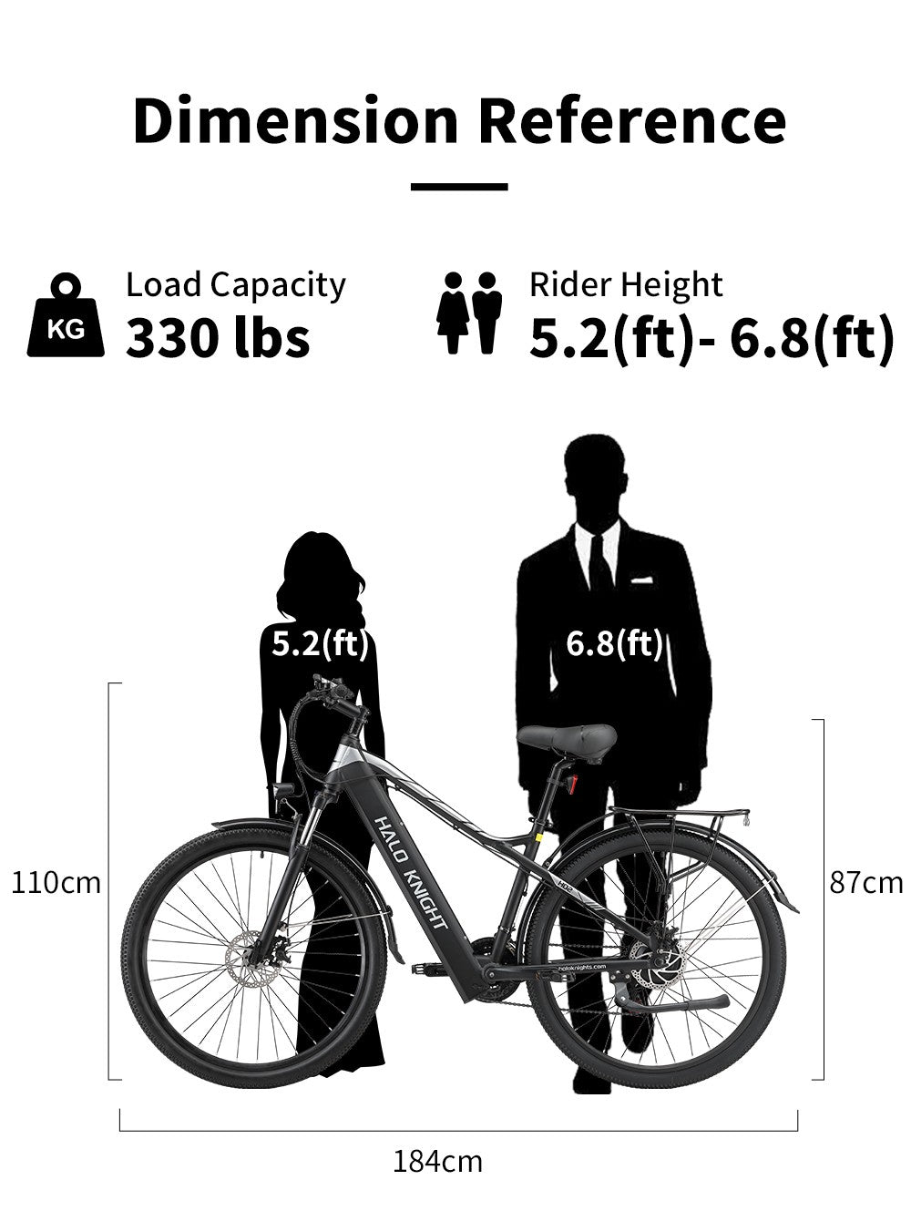 Elektrokolo Halo Knight H02, bezkartáčový motor 750 W, baterie 48 V 16 Ah, pneumatiky 29*2,1 palce, maximální rychlost 50 km/h, maximální dojezd 60 km, řazení Shimano 21 rychlostí, mechanická kotoučová brzda - černá