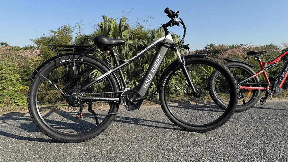 Elektrokolo Halo Knight H02, bezkartáčový motor 750 W, baterie 48 V 16 Ah, pneumatiky 29*2,1 palce, maximální rychlost 50 km/h, maximální dojezd 60 km, řazení Shimano 21 rychlostí, mechanická kotoučová brzda - černá