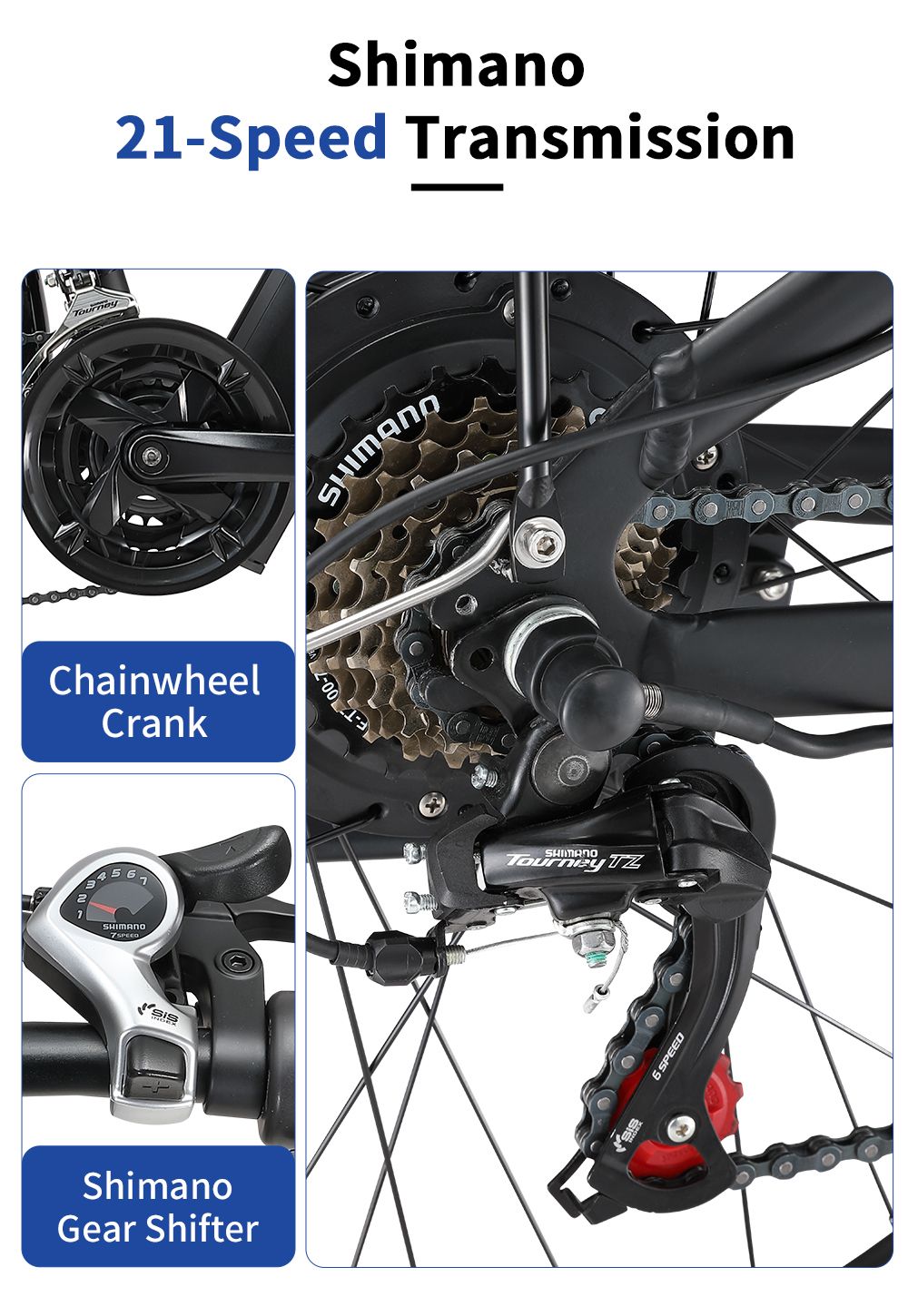 Elektrokolo Halo Knight H02, bezkartáčový motor 750 W, baterie 48 V 16 Ah, pneumatiky 29*2,1 palce, maximální rychlost 50 km/h, maximální dojezd 60 km, řazení Shimano 21 rychlostí, mechanická kotoučová brzda - černá