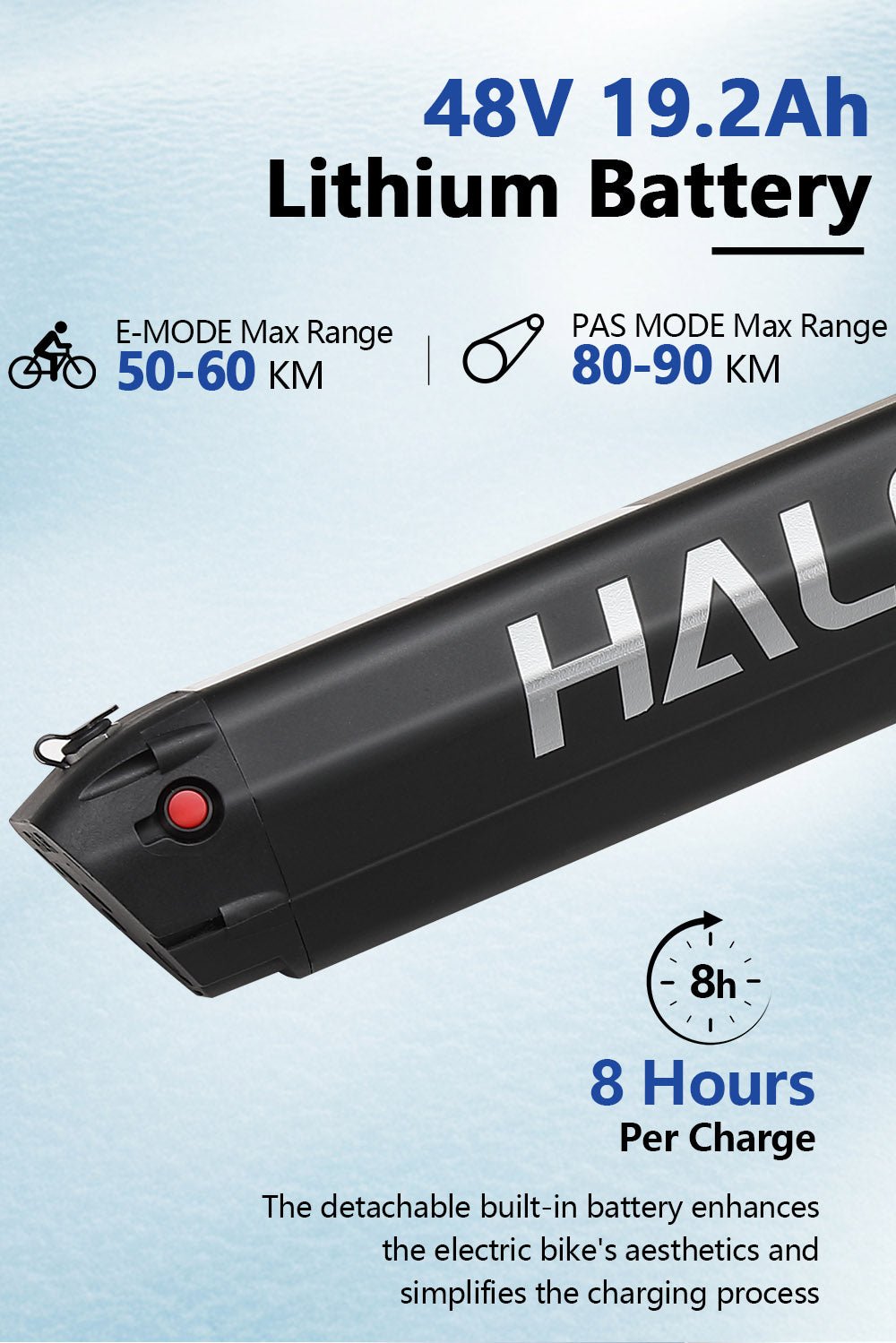 Elektrokolo Halo Knight H03, motor 1000 W, baterie 48 V 19,2 Ah, pneumatiky 27,5*3,0 palce, maximální rychlost 50 km/h, maximální dojezd 90 km, hydraulické brzdy, řazení Shimano 7 rychlostí - červené