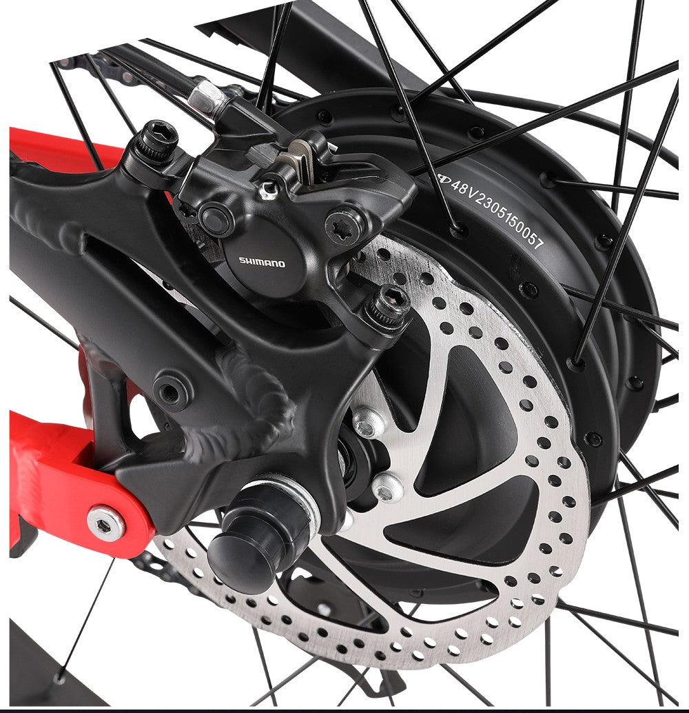 Elektrokolo Halo Knight H03, motor 1000 W, baterie 48 V 19,2 Ah, pneumatiky 27,5*3,0 palce, maximální rychlost 50 km/h, maximální dojezd 90 km, hydraulické brzdy, řazení Shimano 7 rychlostí - červené