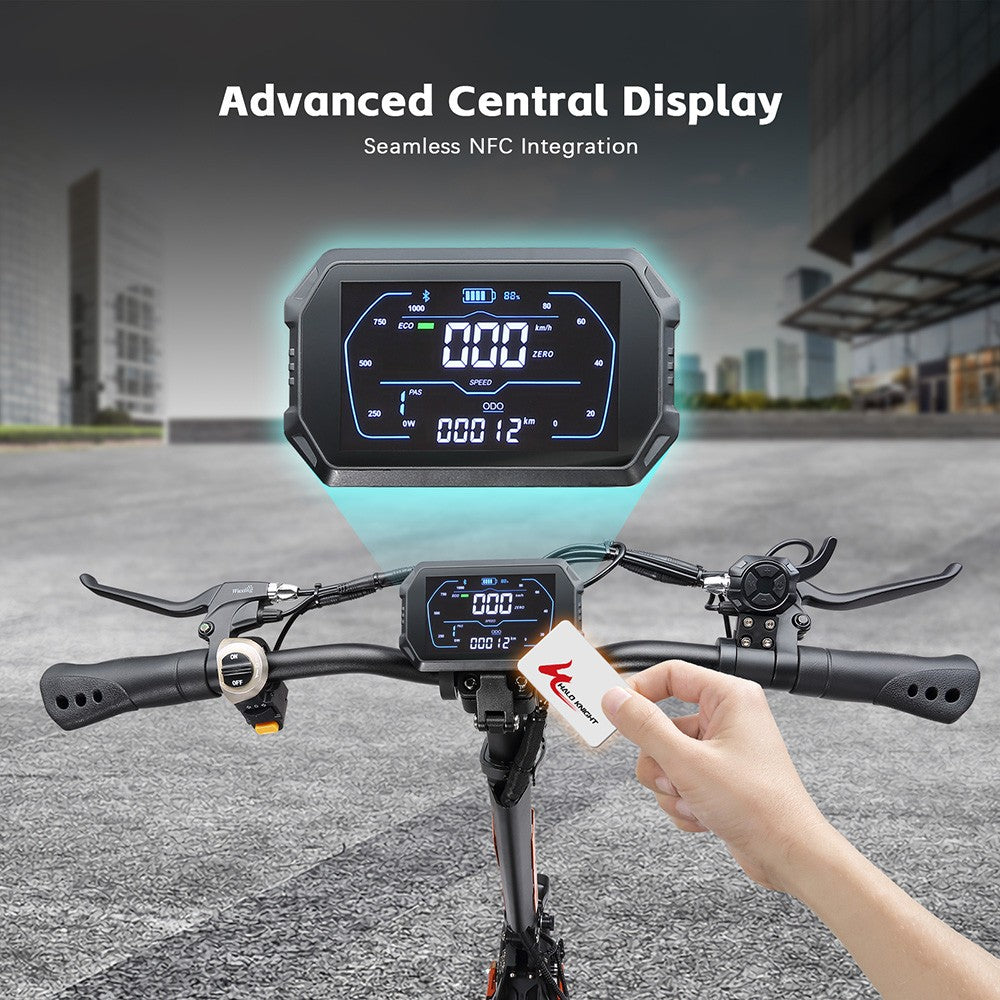 Elektrická koloběžka Halo Knight T102, motor 1200 W, baterie 52 V 21 Ah, 10palcové pneumatiky, maximální rychlost 50 km/h, dojezd 45 km, dvojité kotoučové brzdy, dvojité odpružení