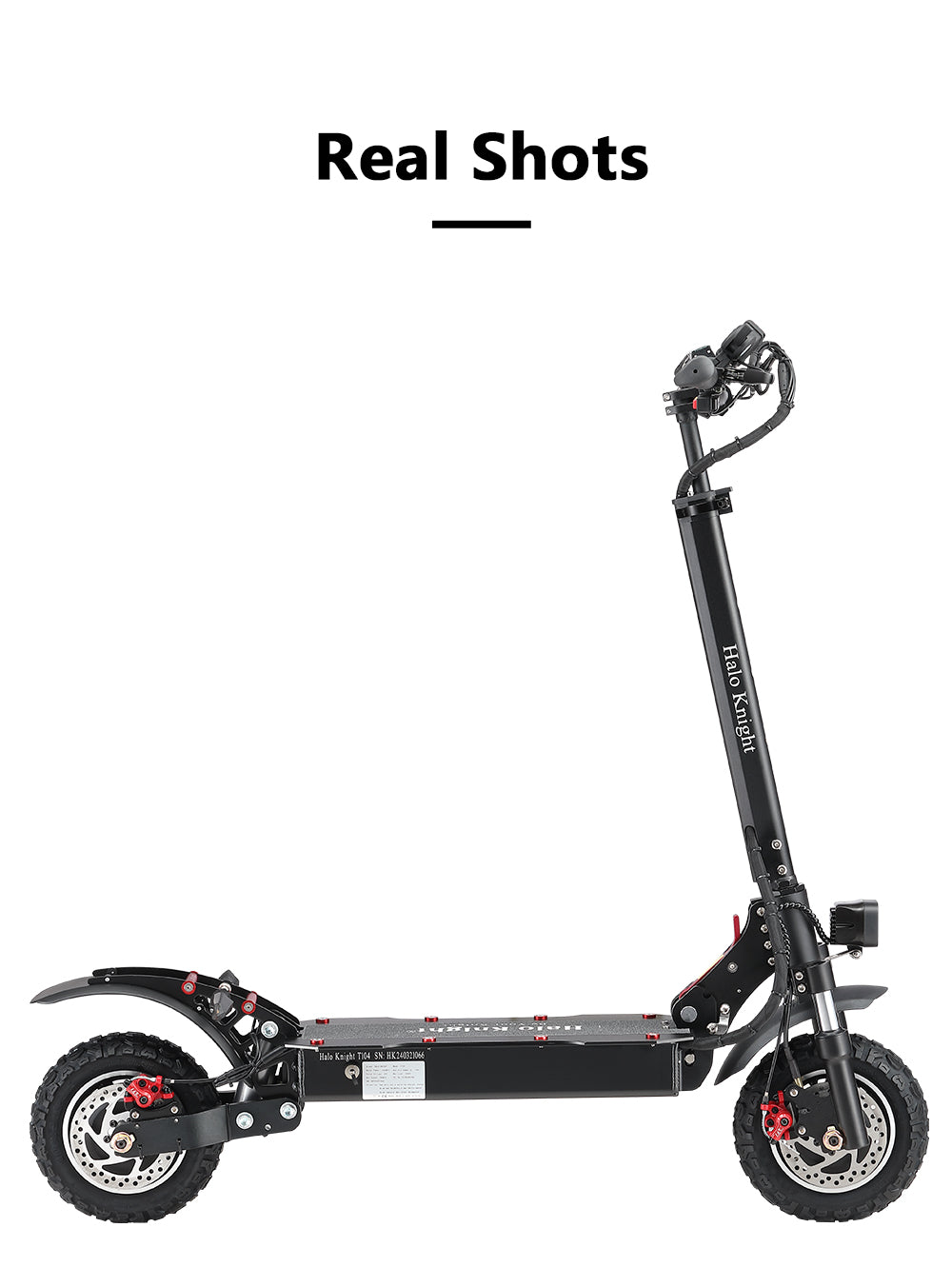 Elektrická koloběžka Halo Knight T104, 10palcové terénní pneumatiky, motor 1000 W * 2, maximální rychlost 65 km/h, dálkové ovládání, baterie 52 V 21 Ah, dojezd 45 km - černá