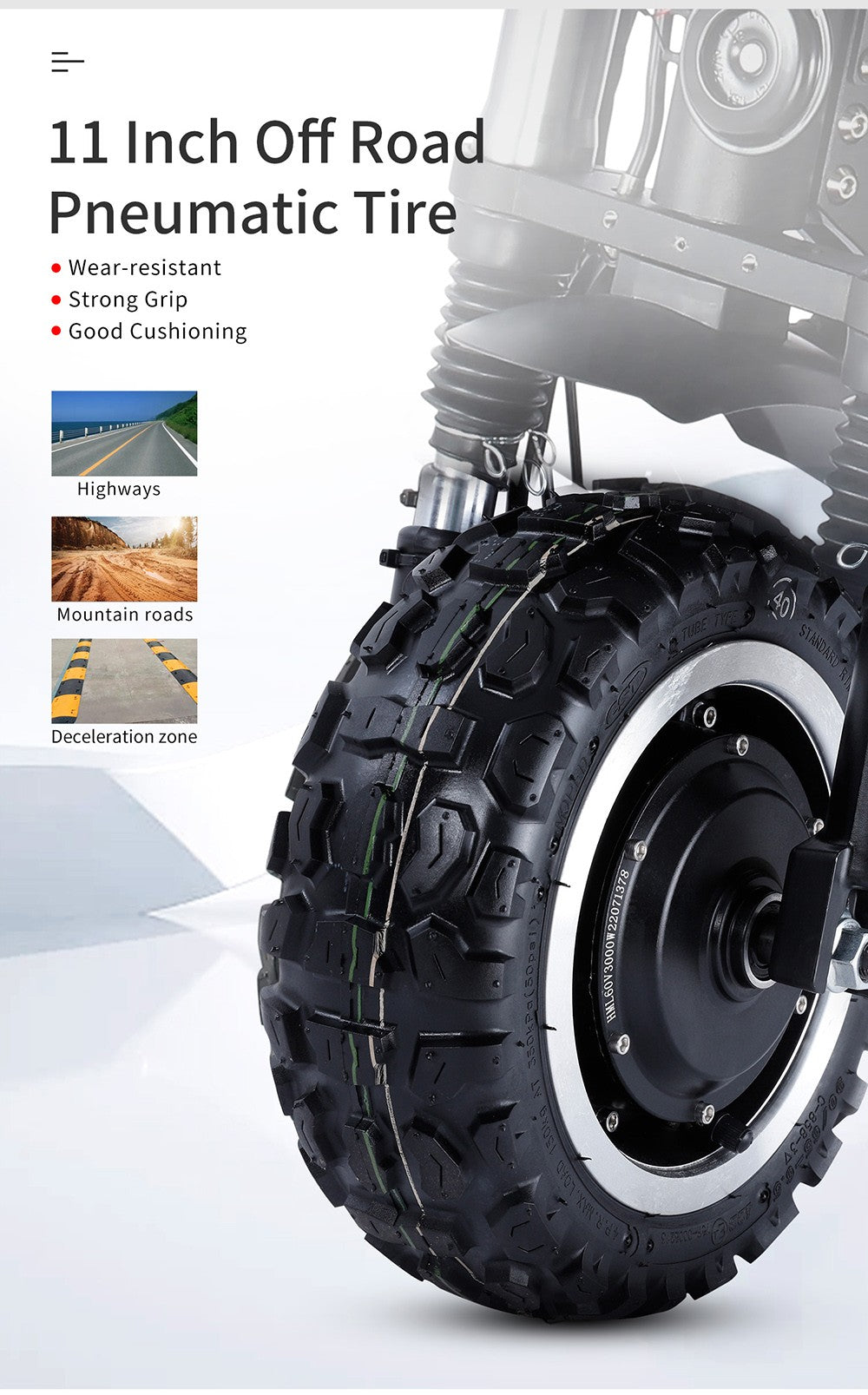 Elektrická koloběžka Halo Knight T107 Pro 11'', terénní pneumatiky, 3000 W * 2, dvojitý motor, maximální rychlost 95 km/h, baterie 60 V, 38,4 Ah, dojezd 80 km