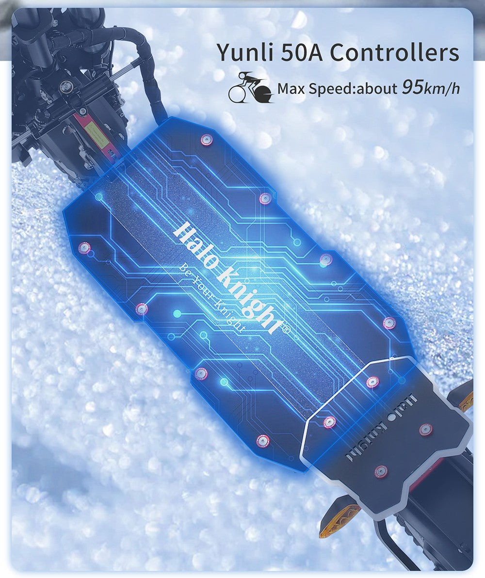 Elektrická koloběžka Halo Knight T107 Pro 11'', terénní pneumatiky, 3000 W * 2, dvojitý motor, maximální rychlost 95 km/h, baterie 60 V, 38,4 Ah, dojezd 80 km