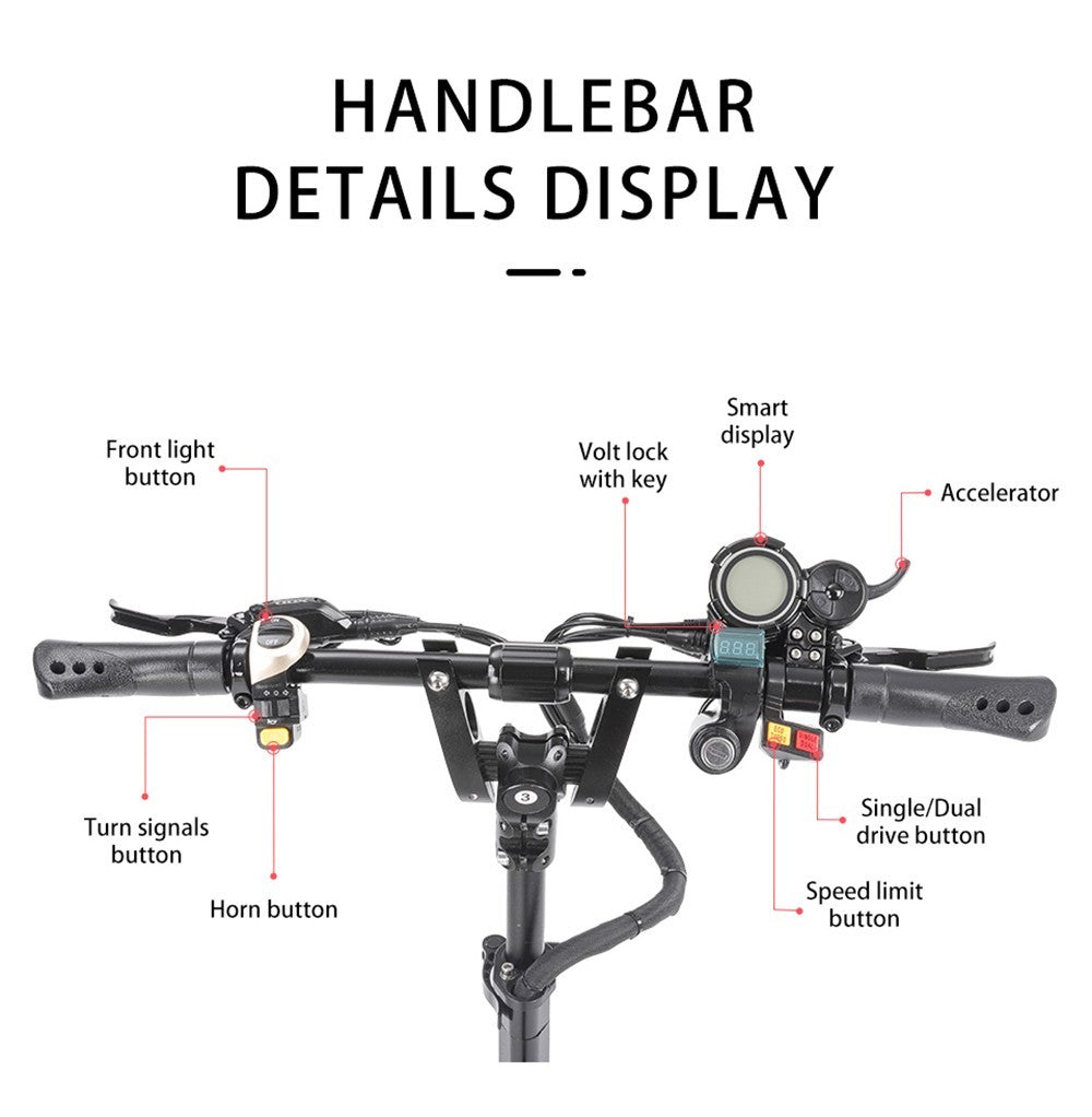 Elektrická koloběžka Halo Knight T108, 10palcové silniční pneumatiky, motor 1000 W * 2, maximální rychlost 65 km/h, baterie 52 V 28,8 Ah, maximální dojezd 60 km