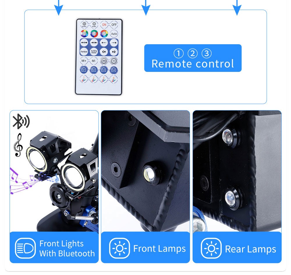 Elektrická koloběžka Halo Knight T108 Pro 11'' terénní pneumatiky 3000W*2 motory maximální rychlost 95 km/h 60V 38,4Ah baterie dojezd 80 km maximální zatížení 200 kg přední a zadní směrové světlo vodotěsnost dvojité hydraulické brzdy elektrická brzda