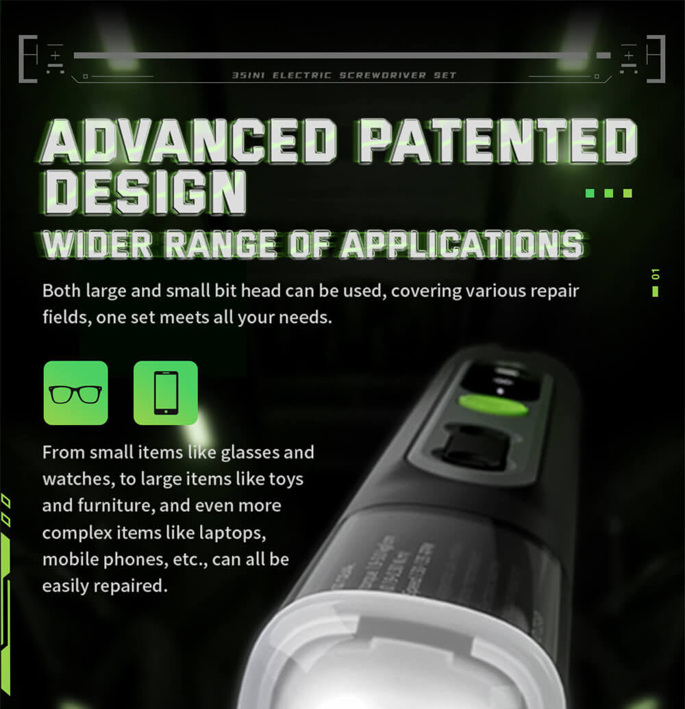 Sada elektrických šroubováků Hanboost ES01 35 v 1, akumulátorový přesný nástroj s magnetickými bity, manuální a elektrický režim, 4 točivé momenty, 4 LED diody, pro opravy počítačů, telefonů, fotoaparátů, notebooků, hodinek a dronů