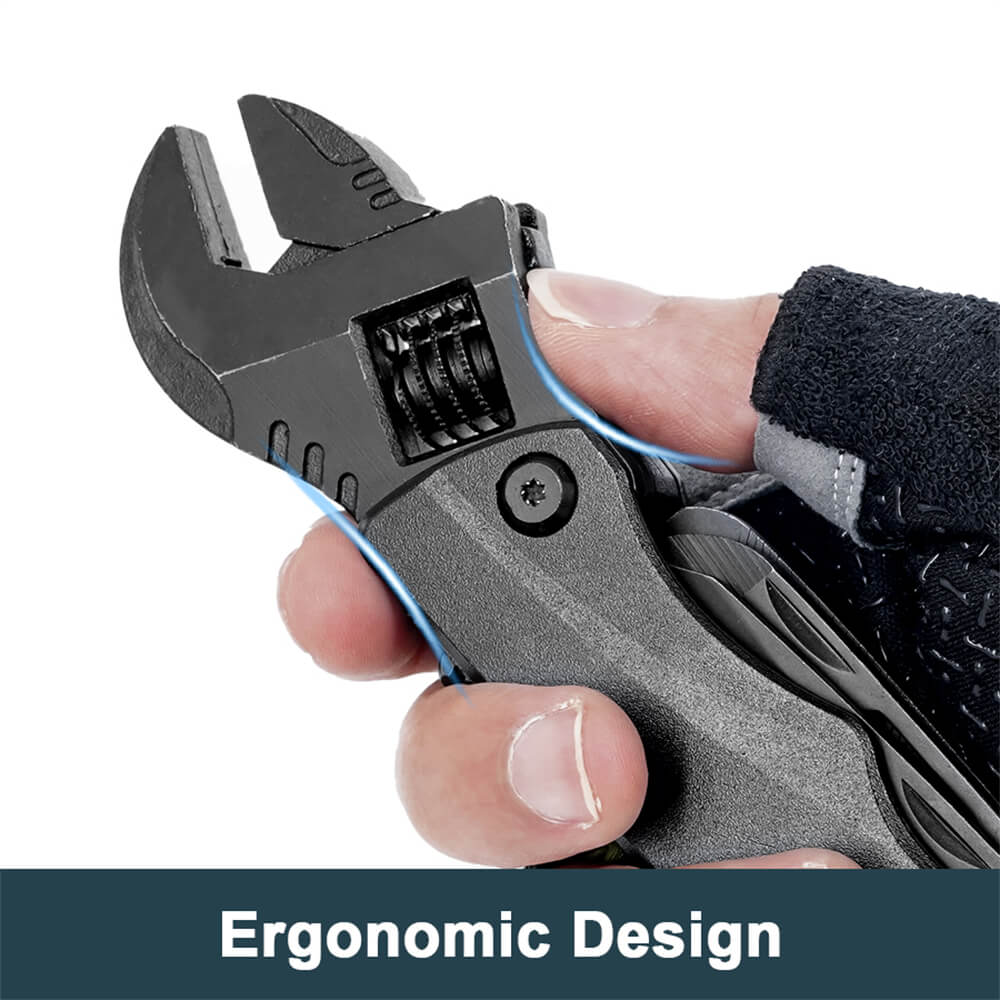 Hanboost M1 12 v 1 multifunkční klíč, kempingové vybavení, víceúčelový kapesní gadget, se šroubovákem, řezací pilou, otvírákem na lahve pro údržbu, kempování, kutily a dárky