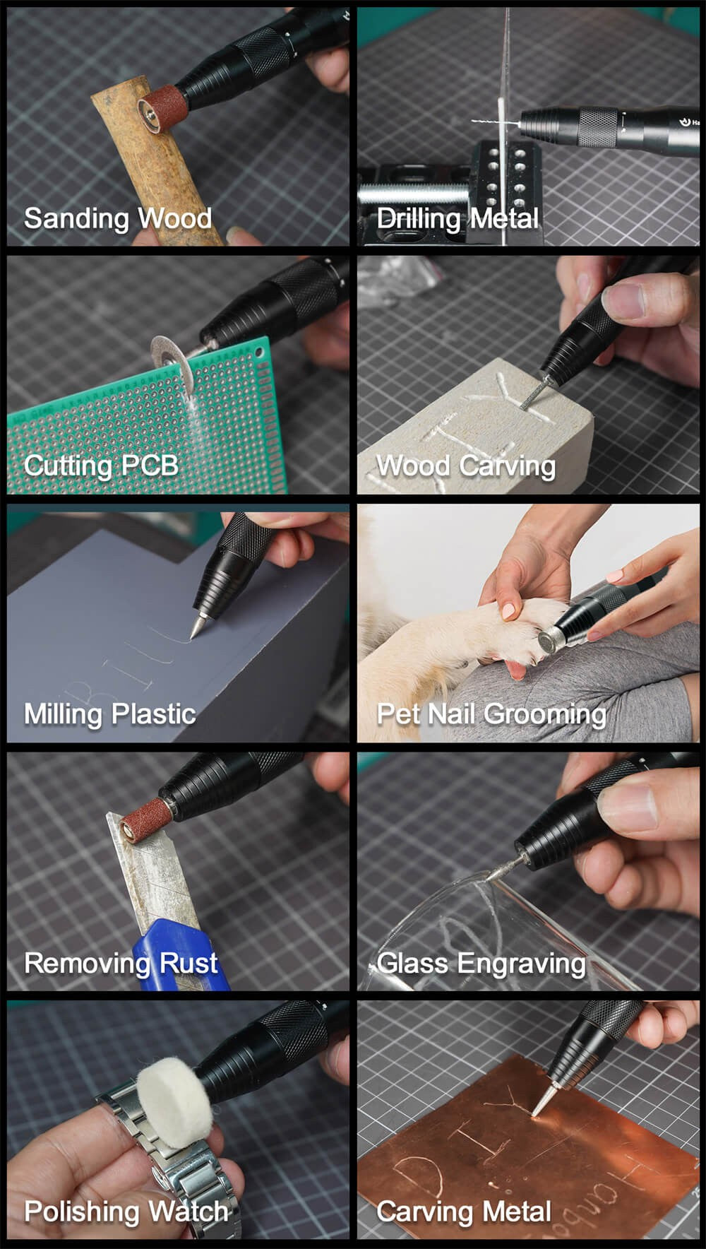 Elektrické rotační sady nářadí Hanboost S2 s 54dílným příslušenstvím, 6 rychlostí, motorem 30 000 ot./min, nízkou hlučností, pro lehké kutilské projekty a přesnou práci