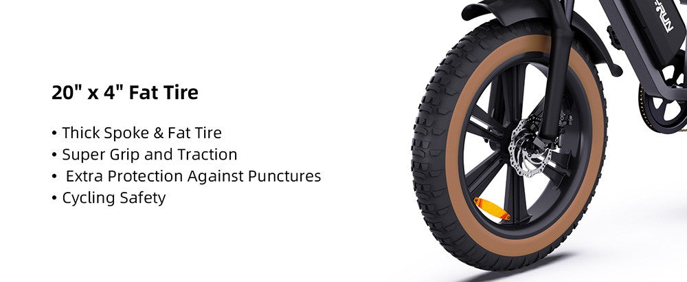 Elektrické kolo HAPPYRUN G60 20 palců, tlusté pneumatiky, 48V 750W, bezkartáčový motor, 48V 18Ah, vyměnitelná baterie, maximální rychlost 25 km/h