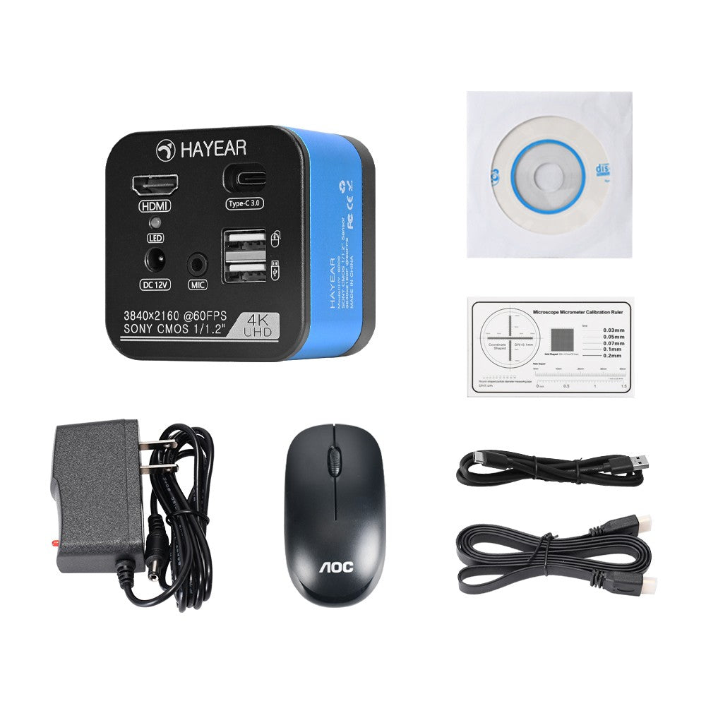 Mikroskopická kamera HAYEAR HY-6800, 4K FHD 60FPS, 1/1,2" SONY IMX585 C-Mount, průmyslový elektronický digitální mikroskop, pájení desek plošných spojů pro opravy telefonů