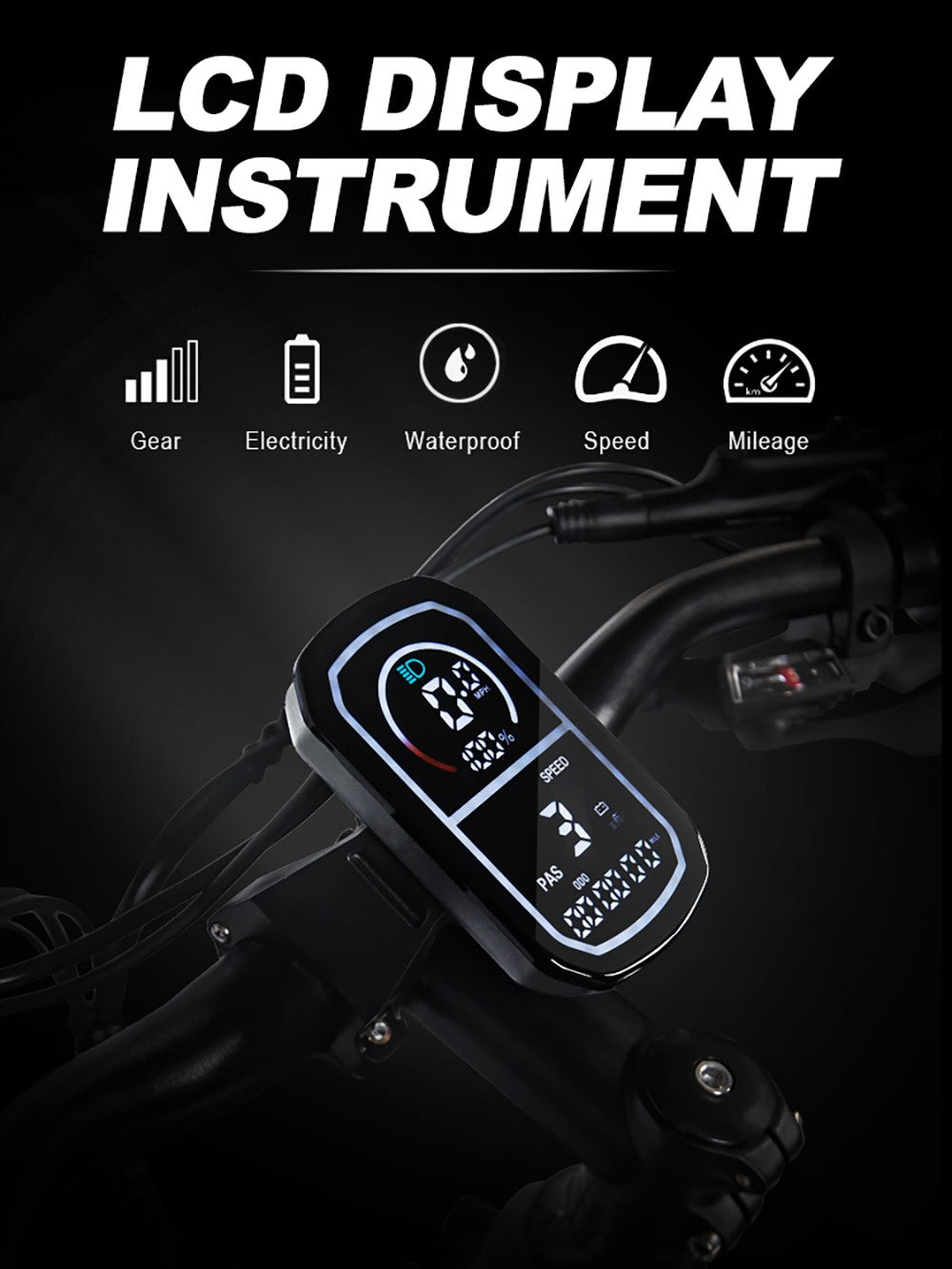 Elektrické kolo Heda TX TX10, motor 500 W, baterie 48 V 19,2 Ah, pneumatiky 27,5*2,4 palce, maximální rychlost 40 km/h, dojezd 80 km, hydraulická kotoučová brzda, tlumící přední vidlice, barevný LCD displej - šedá