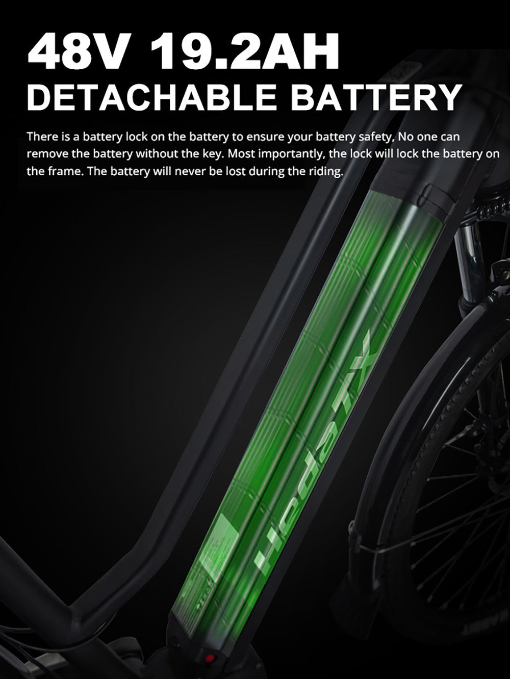 Elektrické kolo Heda TX TX10, motor 500 W, baterie 48 V 19,2 Ah, pneumatiky 27,5*2,4 palce, maximální rychlost 40 km/h, dojezd 80 km, hydraulická kotoučová brzda, tlumící přední vidlice, barevný LCD displej - šedá