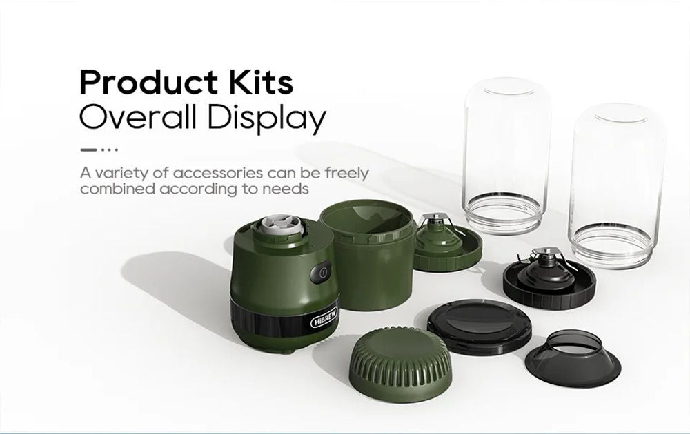 Mlýnek na kávu HiBREW G2 3v1, 2000mAh dvojitý šálek, mixéry na ovoce, odšťavňovače, mixér, drtič ledu, na kempování nebo cesty