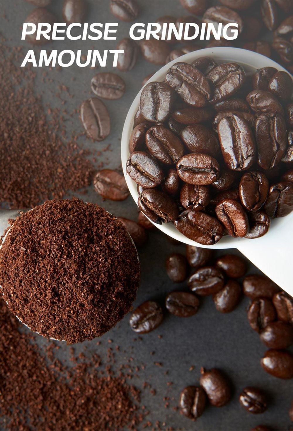 Elektrický mlýnek na kávu HiBREW G3, 34stupňová stupnice, zásobník na 210 g kávových zrn, zásobník na 100 g prášek, 48mm kónický mlecí kamen, antistatická funkce, manuální/automatický režim