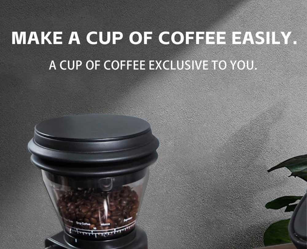 Elektrický mlýnek na kávu HiBREW G3, 34stupňová stupnice, zásobník na 210 g kávových zrn, zásobník na 100 g prášek, 48mm kónický mlecí kamen, antistatická funkce, manuální/automatický režim