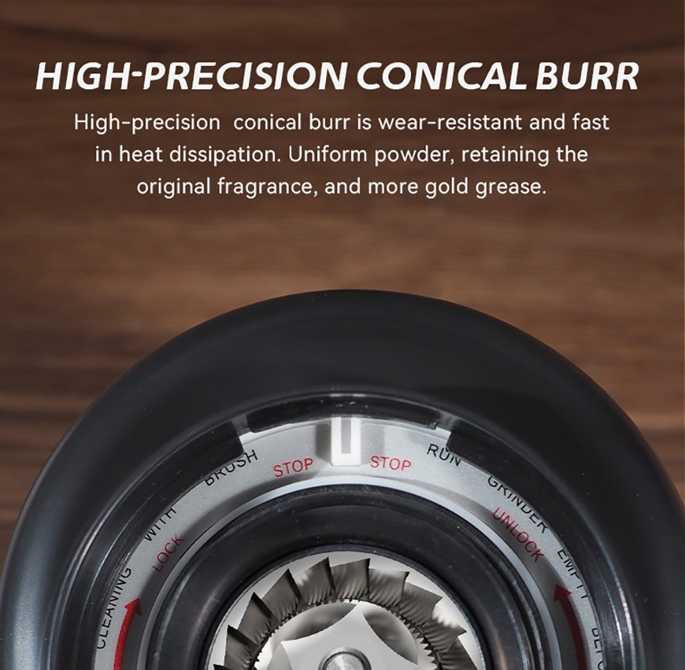 Mlýnek na kávu HiBREW G3A, kónický mlecí strojek 40 mm, ventilátor, 31stupňová stupnice, paměť a antistatická funkce, manuální a automatický, vizuální ukládání kávových zrn, béžová