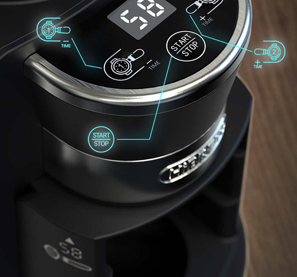 Mlýnek na kávu HiBREW G3A, kónický mlecí strojek 40 mm, ventilátor, 31stupňová stupnice, paměť a antistatická funkce, manuální a automatický, vizuální ukládání kávových zrn, béžová