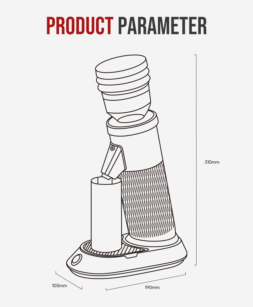 Elektrický mlýnek na kávu HiBREW G5, kónický mlecí strojek 48 mm, 36 převodů, nastavitelný mletí, pro espresso/tureckou/pour over/mocca/drip kávu