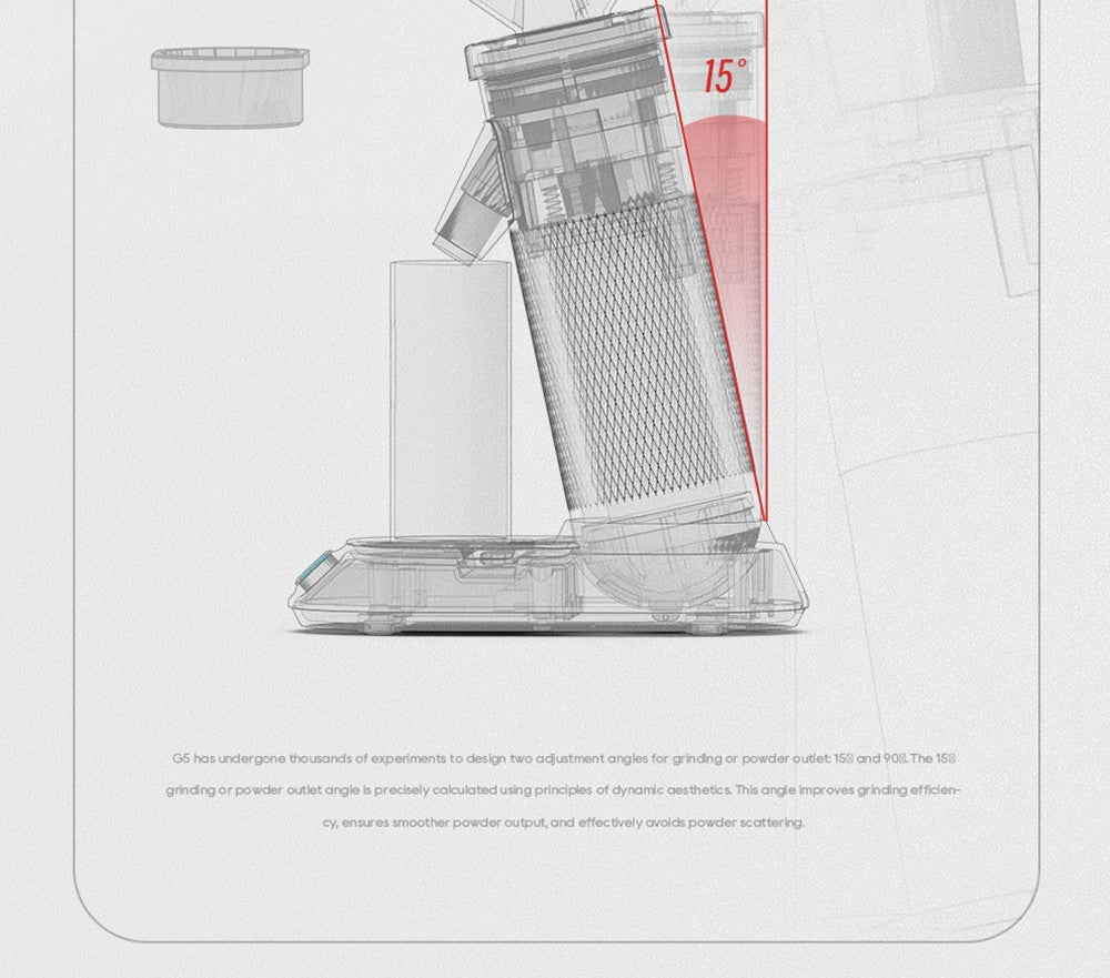 Elektrický mlýnek na kávu HiBREW G5, kónický mlecí strojek 48 mm, 36 převodů, nastavitelný mletí, pro espresso/tureckou/pour over/mocca/drip kávu