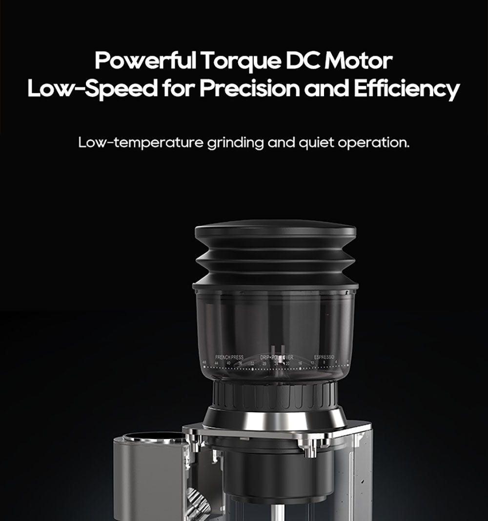 Mlýnek na kávu HiBREW G7, 48 nastavení mletí, antistatická technologie, kónický mlecí kotouč z nerezové oceli, dotykový panel, kompatibilní s portafiltry 51/54/58 mm, mletí kávy bez použití rukou