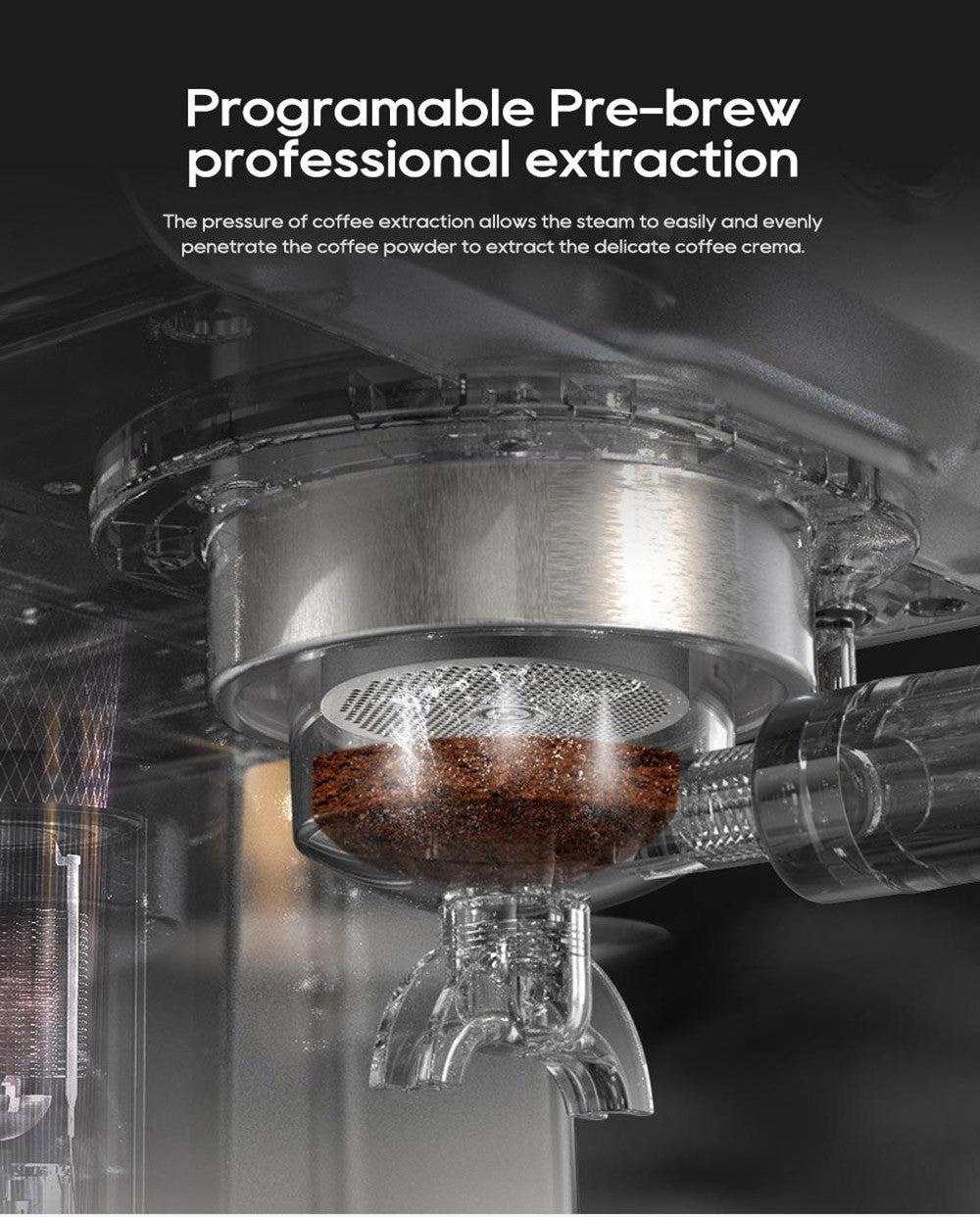 Poloautomatický kávovar HiBREW H10A, tlak 19 barů, napěňovač mléka, nastavitelná teplota, pěchovadlo na kávu 58 mm, džbán 350 ml, ohřívač šálků, kávovar na studenou/horkou kávu